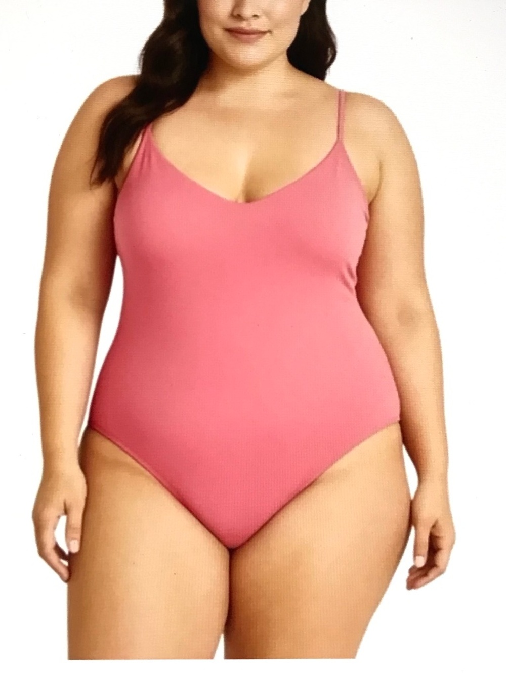 J CREW Swimsuit V-Neck Ruched Back One Piece Coral Pink Plus Size 16 NWT